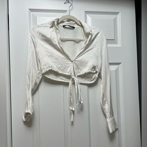 Zara long sleeve low cut top